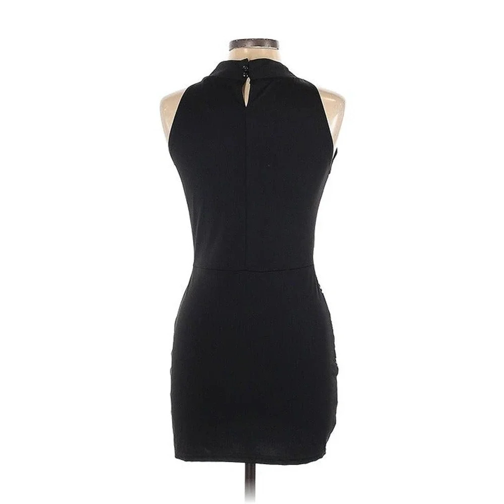 NWT CBR Cocktail Dress Womens Black White Sleeveless Mock Mini Ruched  Large - Picture 2 of 2